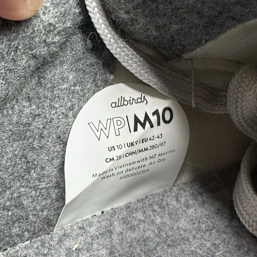 Allbirds Wool Pipers Mens Size‎ 10 Shoes Gray Low Top Casual Comfort Sneakers